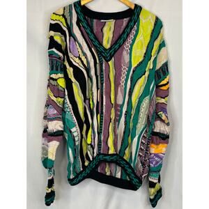 Coogi Mens Multicolor Vintage Sweater Size L Timeless Classic Designer Artsy Art